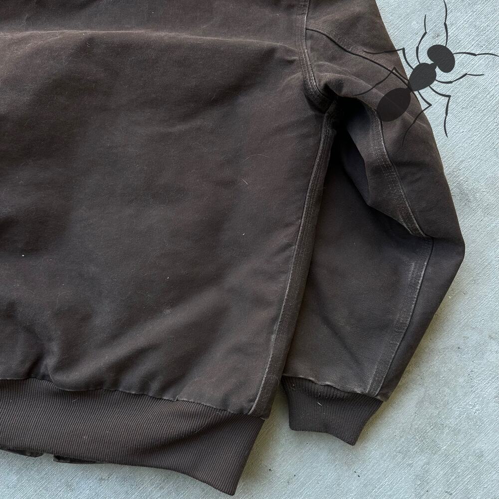 Vintage Y2K Carhartt WOMENS WJ130 DKB brown hooded work wear jacket - Picture 8 of 8